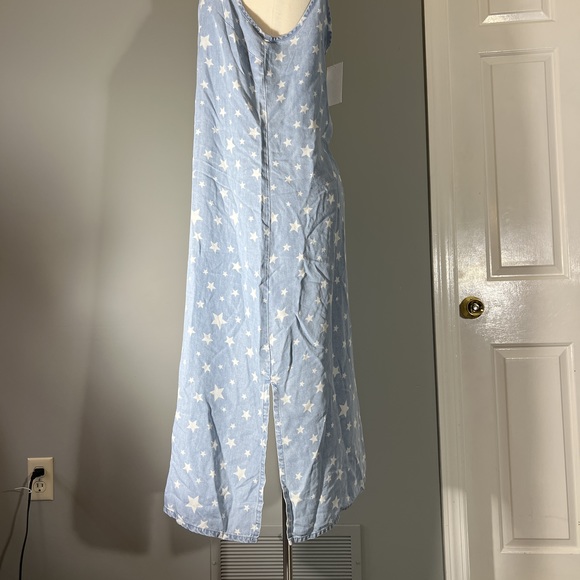 Splendid Size Large Americana Denim Star Patriotic V Neck Slip Dress POSH38 - Picture 12 of 15